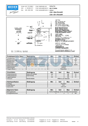 LS01-1B66-PA-500W_DE datasheet - (deutsch) LS Level Sensor
