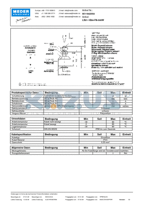 LS01-1B84-PA-500W_DE datasheet - (deutsch) LS Level Sensor
