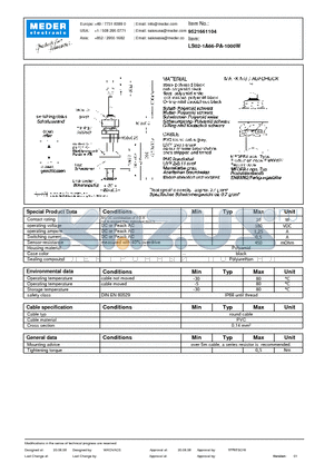 LS02-1A66-PA-1000W datasheet - LS Level Sensor