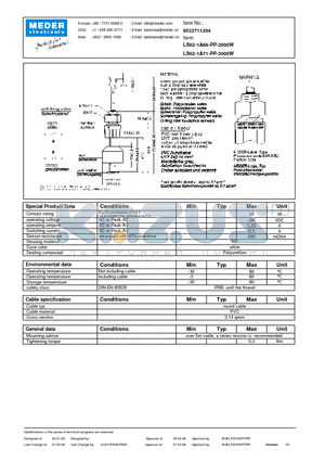 LS02-1A71-PP-2000W datasheet - LS Level Sensor