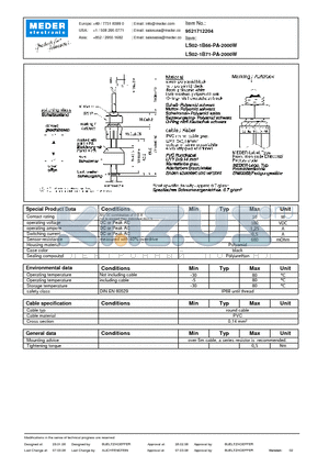 LS02-1B66-PA-2000W datasheet - LS Level Sensor