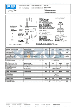 LS02-1B71-PA-500W datasheet - LS Level Sensor