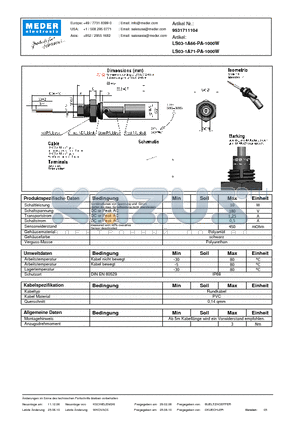 LS03-1A71-PA-1000W_DE datasheet - (deutsch) LS Level Sensor