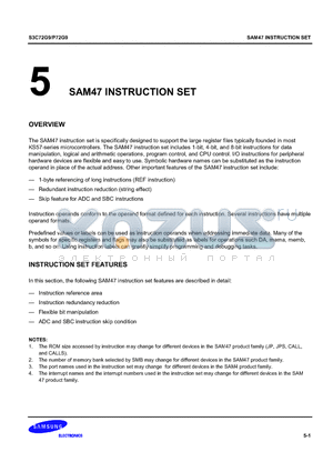 S3P72G9 datasheet - The S3C72G9 single-chip CMOS microcontroller has been designed for high performance using Samsungs newest 4-bit CPU core, SAM47 (Samsung Arrangeable M