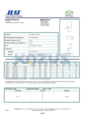 ZTB datasheet - 2 Lead Plastic Package