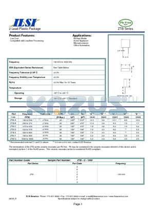 ZTB-A-1000 datasheet - 2 Lead Plastic Package