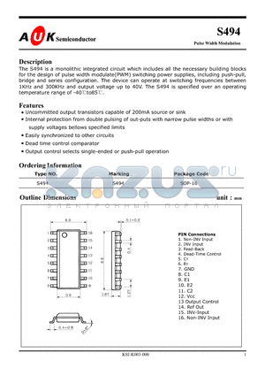 S494 datasheet - Pulse Width Modulation