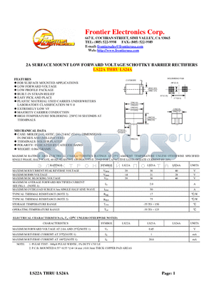 LS22A datasheet - 2A SURFACE MOUNT LOW FORWARD VOLTAGE SCHOTTKY BARRIER RECTIFIERS