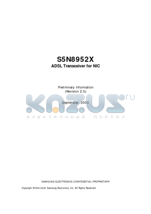 S5N8952X datasheet - ADSL Transceiver for NIC