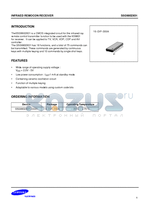 S5G9802X01-D0B0 datasheet - INFRAED REMOCON RECEIVER