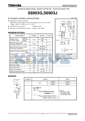 S6903J datasheet - AC POWER CONTROL APPLICATIONS