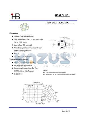 S70GY9C datasheet - Highest Flux Yellow (Amber)