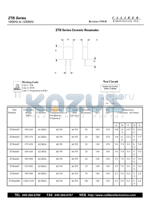 ZTBXXXJ datasheet - 190kHz to 1250kHz