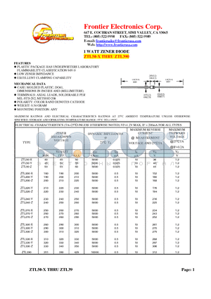 ZTL200-Z datasheet - 1 WATT ZENER DIODE