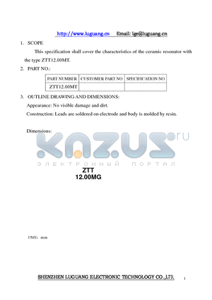 ZTT12.00MT datasheet - ceramic resonator