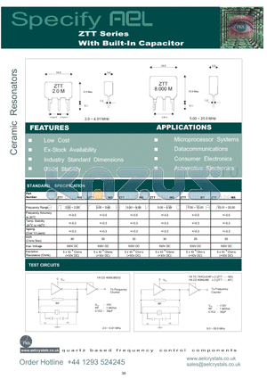 ZTT2.00MG datasheet - Ceramic Resonators