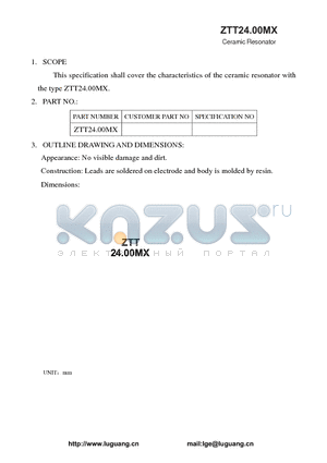 ZTT24.00MX datasheet - Ceramic Resonator