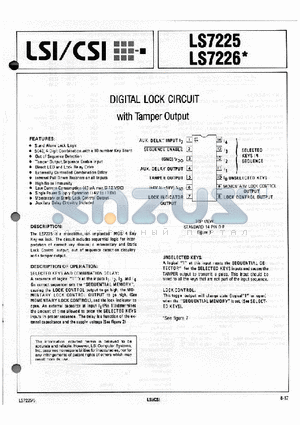 LS7226 datasheet - DIGITAL LOCK CIRCUIT with Tamper Output