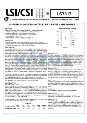 LS7317 datasheet - 5-SPEED AC MOTOR CONTROLLER / 5-STEP LAMP DIMMER