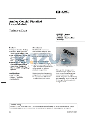 LSA2825-T-AP datasheet - Analog Coaxial Pigtailed Laser Module