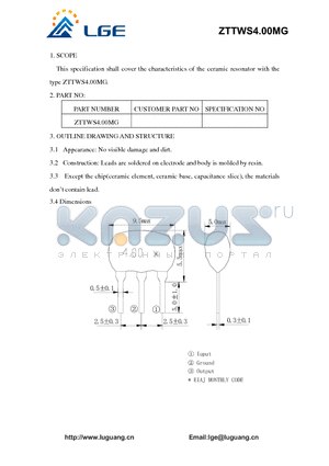 ZTTWS4.00MG datasheet - ceramic resonator