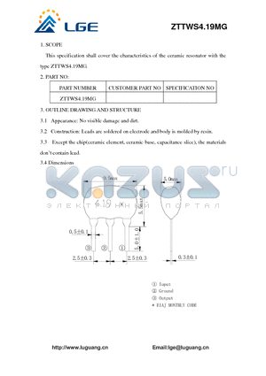 ZTTWS4.19MG datasheet - ceramic resonator