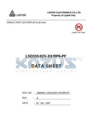 LSD335-62V-XX-RP6-PF datasheet - SINGLE DIGIT LED DISPLAY (0.32 Inch)