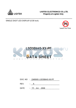 LSD3B64S-XX-PF datasheet - SINGLE DIGIT LED DISPLAY (0.39 Inch)