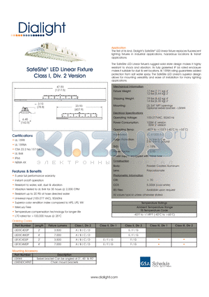 LSD3C4M2P datasheet - SafeSite^ LED Linear Fixture Class I, Div. 2 Version