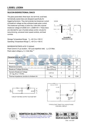 LSDB3 datasheet - SILICON BIDIRECTIONAL DIACS