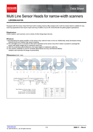 LSH3004-AA10A datasheet - Multi Line Sensor Heads for narrow-width scanners