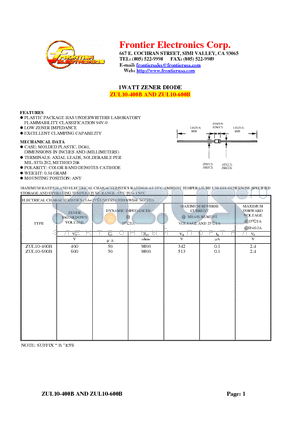 ZUL10-600B datasheet - 1WATT ZENER DIODE