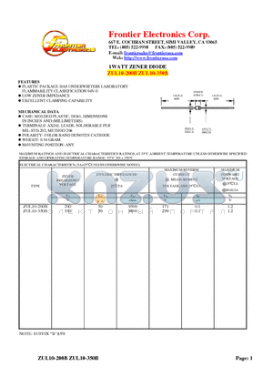 ZUL10-350B datasheet - 1WATT ZENER DIODE