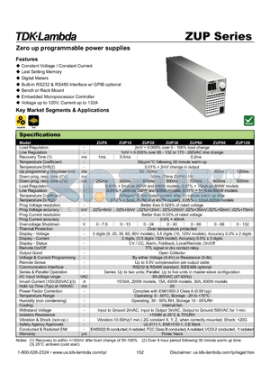 ZUP36-6U datasheet - Zero up programmable power supplies