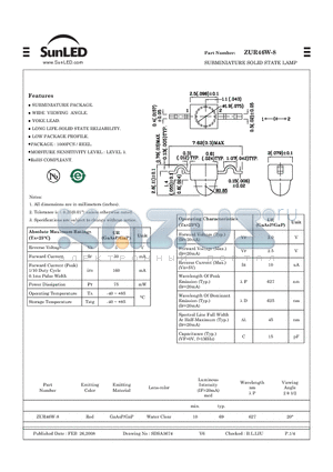 ZUR46W-8 datasheet - SUBMINIATURE SOLID STATE LAMP