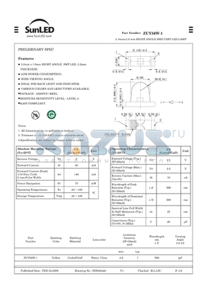 ZUY56W-1 datasheet - 3. 0mmx1.0 mm RIGHT ANGLE SMD CHIP LED LAMP