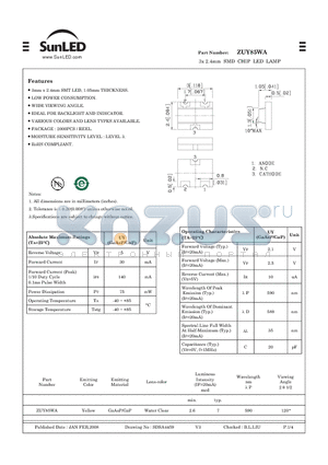ZUY85WA datasheet - 3x 2.4mm SMD CHIP LED LAMP