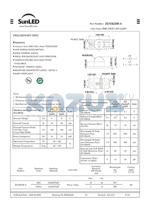 ZUYR55W-8 datasheet - 3.2x1.6mm SMD CHIP LED LAMP