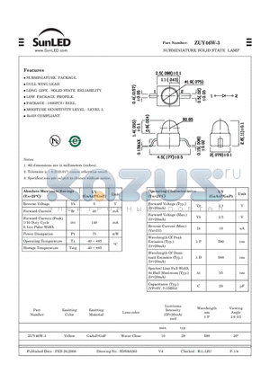 ZUY46W-3 datasheet - SUBMINIATURE SOLID STATE LAMP