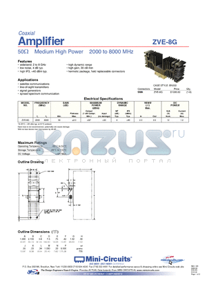 ZVE-8G datasheet - 50 Medium High Power 2000 to 8000 MHz