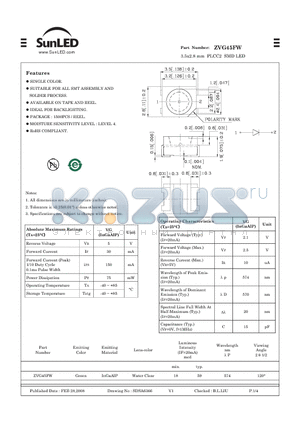 ZVG45FW datasheet - 3.5x2.8 mm PLCC2 SMD LED