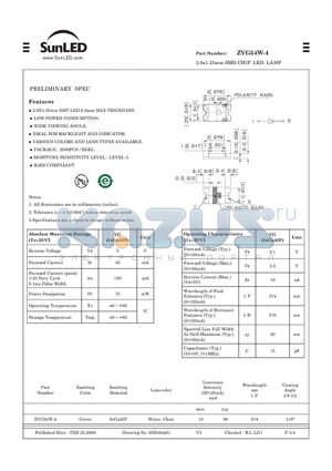 ZVG54W-4 datasheet - 2.0x1.25mm SMD CHIP LED LAMP