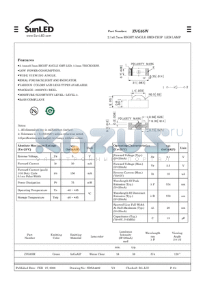 ZVG65W datasheet - 2.1x0.7mm RIGHT ANGLE SMD CHIP LED LAMP