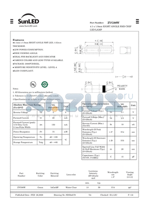 ZVG90W datasheet - 4.1 x 1.0mm RIGHT ANGLE SMD CHIP LED LAMP