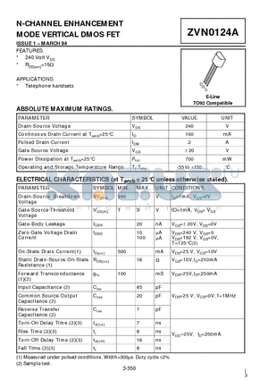 ZVN0124A datasheet - N-CHANNEL ENHANCEMENT MODE VERTICAL DMOS FET