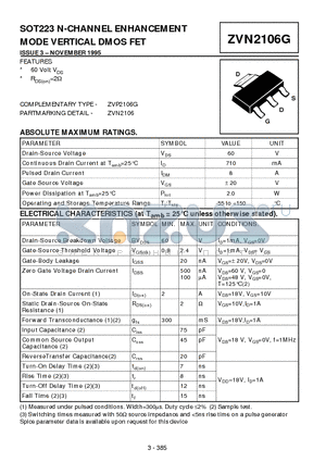 ZVN2106 datasheet - N-CHANNEL ENHANCEMENT MODE VERTICAL DMOS FET