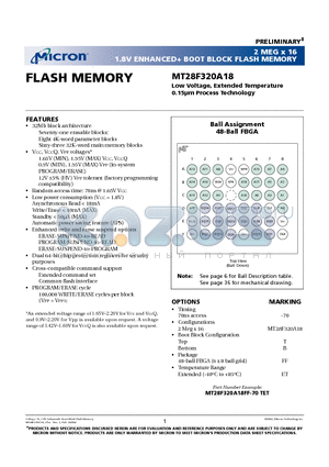 MT28F320A18 datasheet - FLASH MEMORY