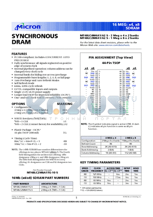 MT48LC4M4A1TGS datasheet - SYNCHRONOUS DRAM