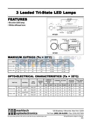 MT6203-HRG datasheet - Marktech 3 Leaded 3mm Bi−Color LEDs