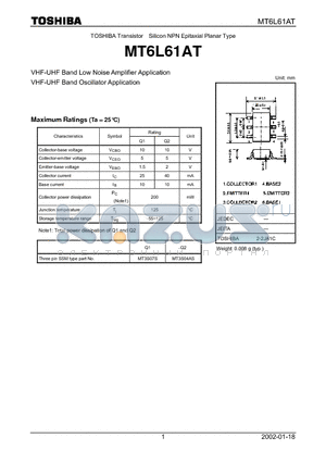 MT6L61AT datasheet - SILICON NPN EPITAXIAL PLANAR TYPE